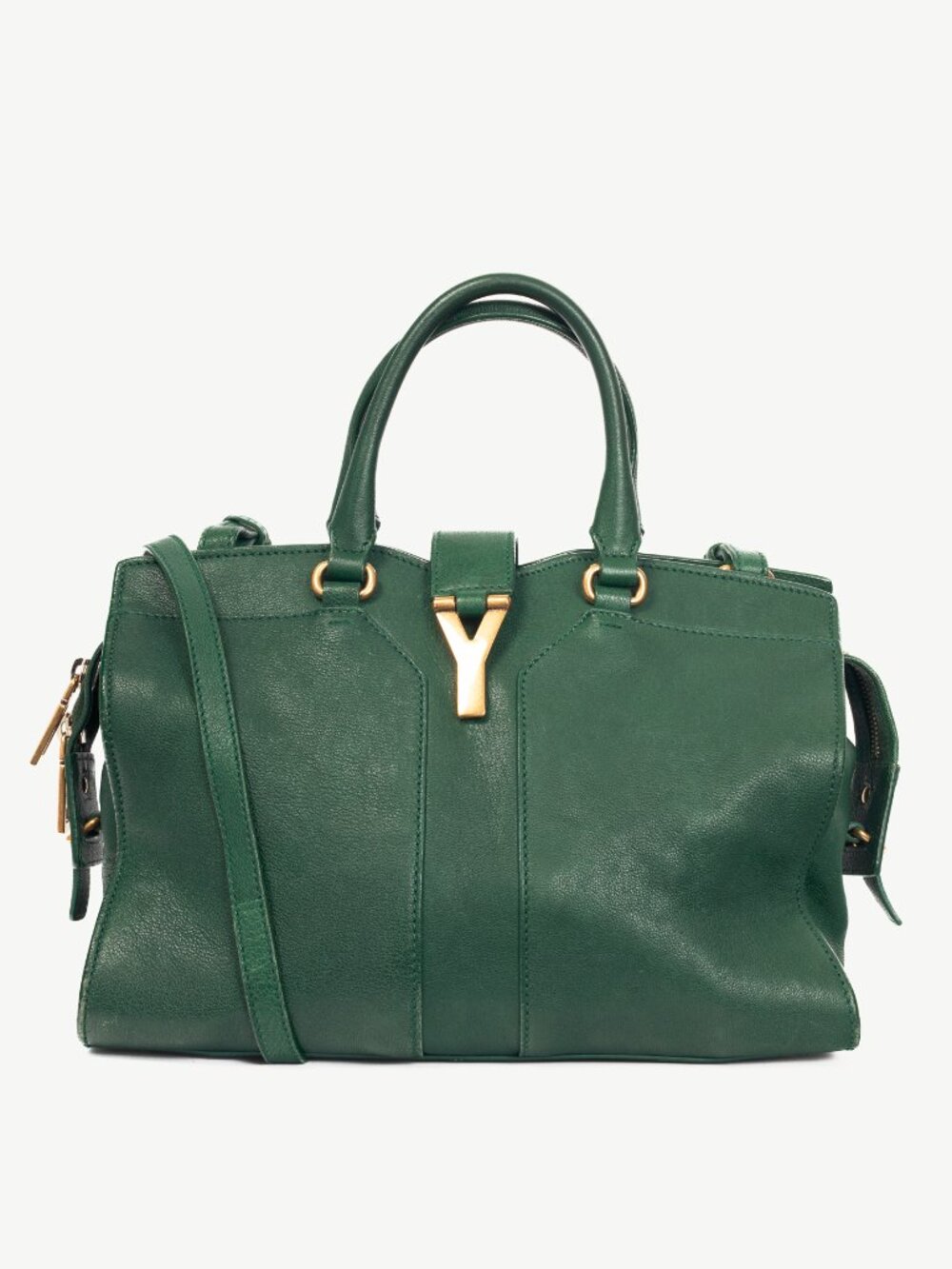 Yves Saint Laurent Cabas Chyc Green Leather Tote